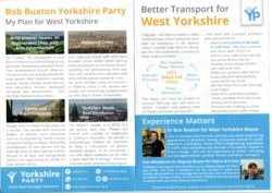 West Yorkshire Mayoral Election leaflet- Bob Buxton (Yokshire Party)